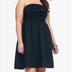 Torrid black cotton burnout sun dress 18 strapless